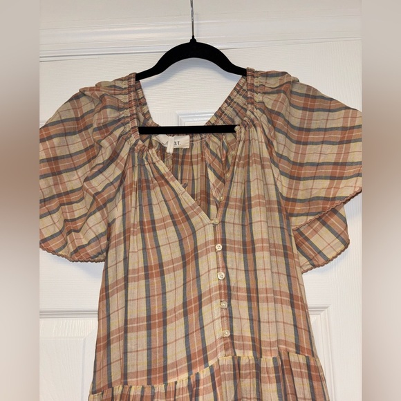 THE GREAT. Iris dress in washed rose plaid Medium - Picture 6 of 15